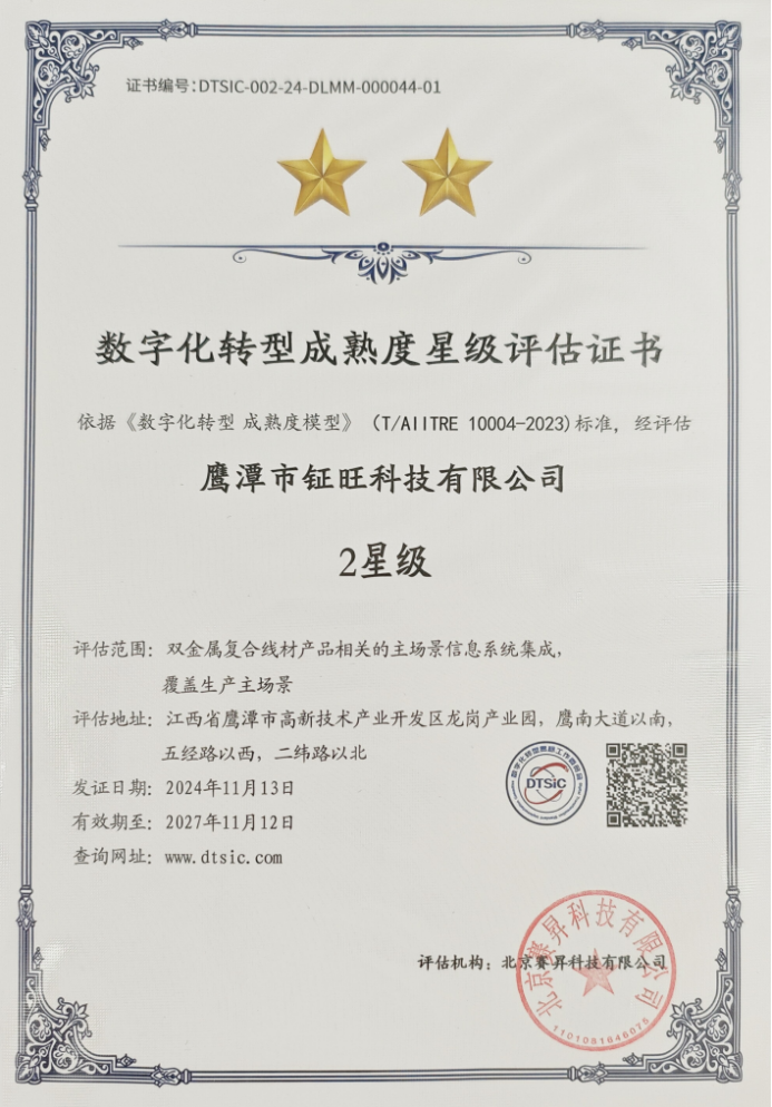 数字化转型成熟度2星级证书